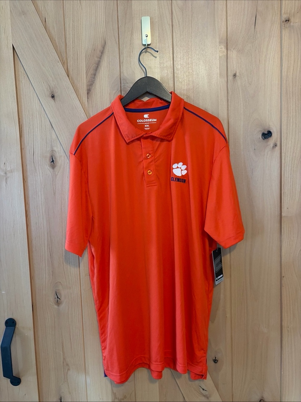 NWT Colosseum Clemson Tigers Polo Shirt Men XXL Orange Short Sleeve Performance